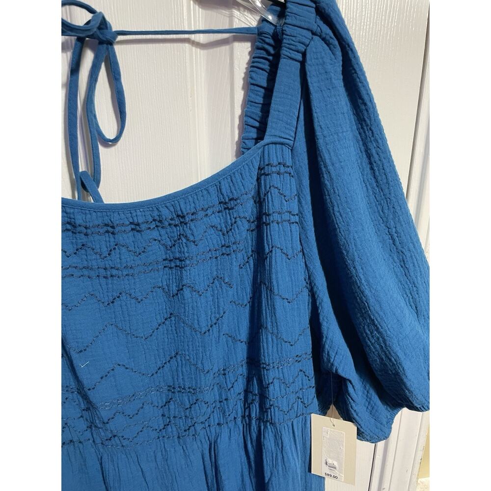 NWT Nurture by Westbound Women Size 3X Teal Blue Boho Short Sleeve Dress Cotton - Picture 2 of 4